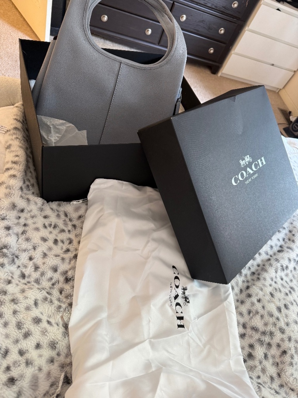 Coach Lana pebbled light blue leather